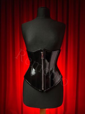 Gorset krótki pod biust czarny WETLOOK z zmakiem [M]