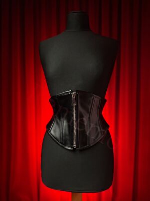 Krótki gorset waspie z matowej sztucznej skóry na zamek [S,M,L]