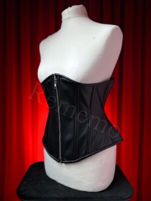 Gorset pod biust czarny z naturalnej skóry z zamkiem [XXL]