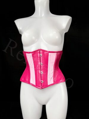 Krótki gorset z sztucznej różowej matowej skóry [S]